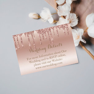 Rose Gold Dripping Glitter Metallic Shine Enclosure Card
