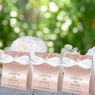 Rose Gold Dripping Glitter Metallic Shine Favour Box