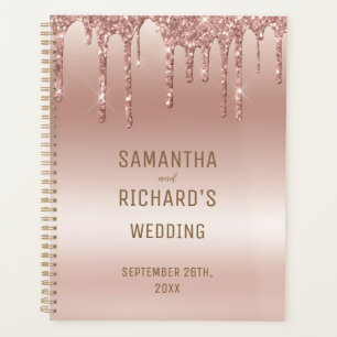 Rose Gold Dripping Glitter Metallic Wedding Planner
