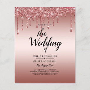 Rose Gold Dripping Glitter Modern Wedding Invite Flyer