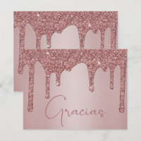 Rose Gold Dripping Glitter Quinceanera Gracias