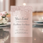 Rose Gold Dripping Glitter Sweet 16 Bridal Shower Invitation<br><div class="desc">Blush Pink - Rose Gold Sparkly and Girly Dripping Glitter Sweet 16 (Sixteen) Birthday Party, 1st, 13th, 15th, 18th, 30th, 40th, 60th, 70th, 80th, 90th, 100th women's Birthday Party, Bridal Shower, Bachelorette Party, Baby Shower (Baby Girl), Baptism, Corporate Event, Wedding Anniversary or Quinceanera Celebration, Invitation Template. This is the perfect...</div>