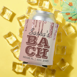 Rose Gold Drips Bachelorette Party Personalised Can Cooler