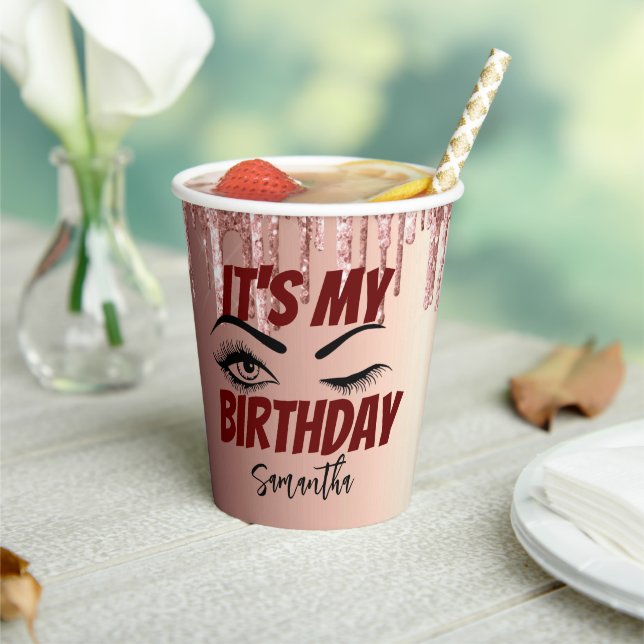Rose Gold Drips Birthday 18th | 21st | 40th | 50th Paper Cups (Insitu)
