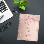 Rose gold drips blush name 2025 planner<br><div class="desc">A rose gold background with elegant faux rose gold faux drips, paint drip look. Template for a year (upside down) Personalize and add a name. The name is written in dark rose gold with a large modern hand lettered style script. Perfect for school, work or organizing your personal/family life. To...</div>