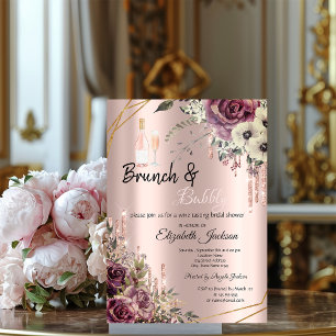 Rose Gold  Drips Floral Bridal Shower  Invitation