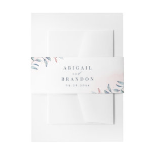 Rose Gold Dusty Blue Greenery Geometric Wedding Invitation Belly Band