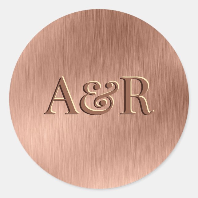 Rose Gold effect Sticker monogram, (Front)