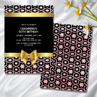 Rose Gold Egypt Geometric Gold Bow Black Birthday