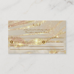 Rose Gold Elegant Alcohol Ink Wedding RSVP Ca Card