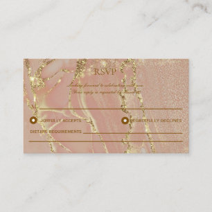 Rose Gold Elegant Alcohol Ink Wedding RSVP Ca Card