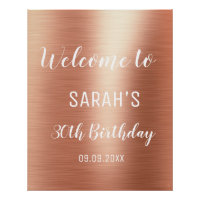 Rose Gold Elegant Any Age 30th Birthday Welcome