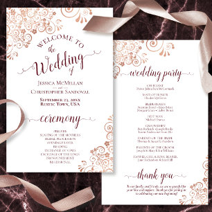 Rose Gold Elegant Burgundy BUDGET Wedding Program