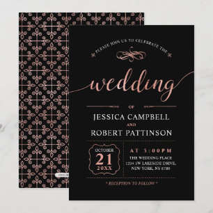 Rose Gold   Elegant Classic Wedding Ceremony Invitation