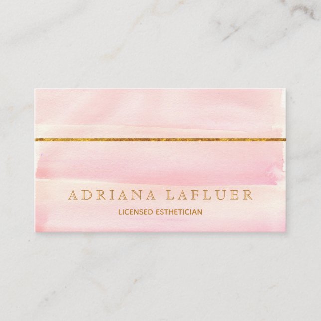 Rose Gold Elegant Day Spa and Salon Pink Business Card (Front)
