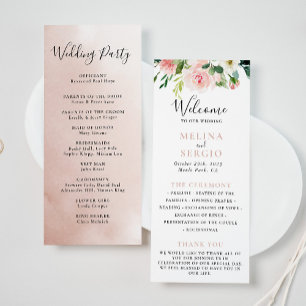 Rose Gold Elegant Fall Flowers Wedding Programme