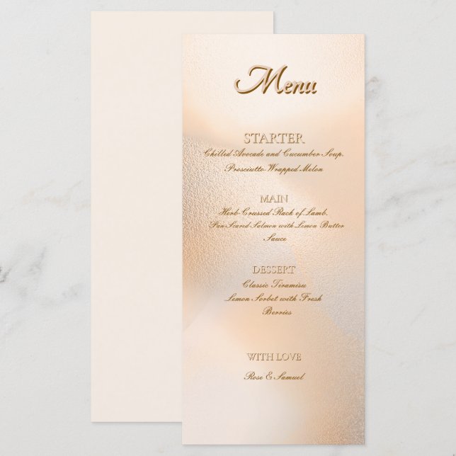 Rose Gold Elegant Flat Menu (Front/Back)
