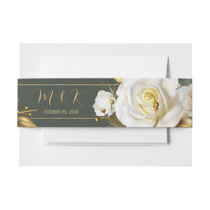 Rose Gold Elegant Floral Wedding Invitation Belly Band