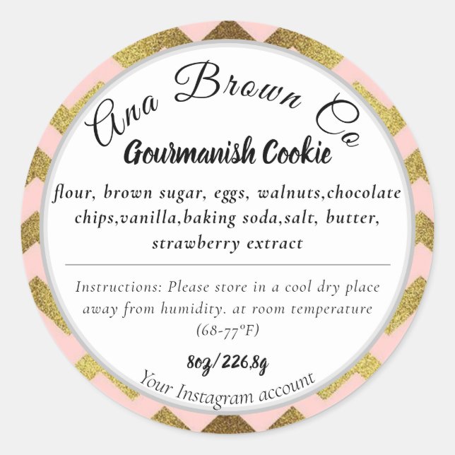 Rose Gold Elegant Ingredients Product Label (Front)