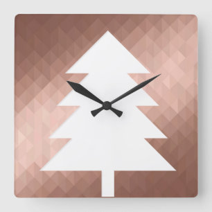 Rose gold elegant minimal Christmas tree Square Wall Clock