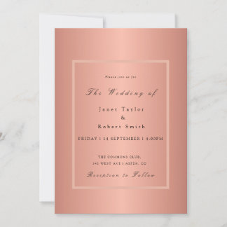 Rose Gold Elegant Minimalist with Pink Border Invitation