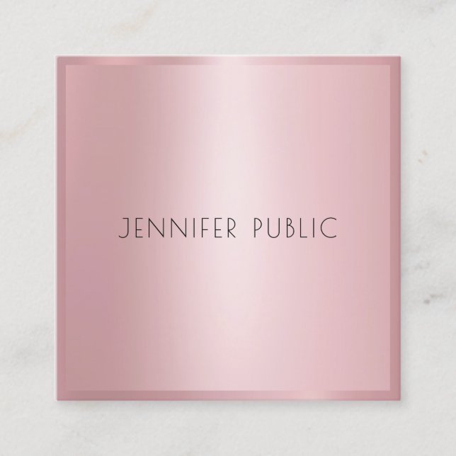 Rose Gold Elegant Modern Minimalist Professional Square Business Card (Front)