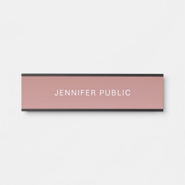 Rose Gold Elegant Modern Minimalist Template Door Sign (Front)