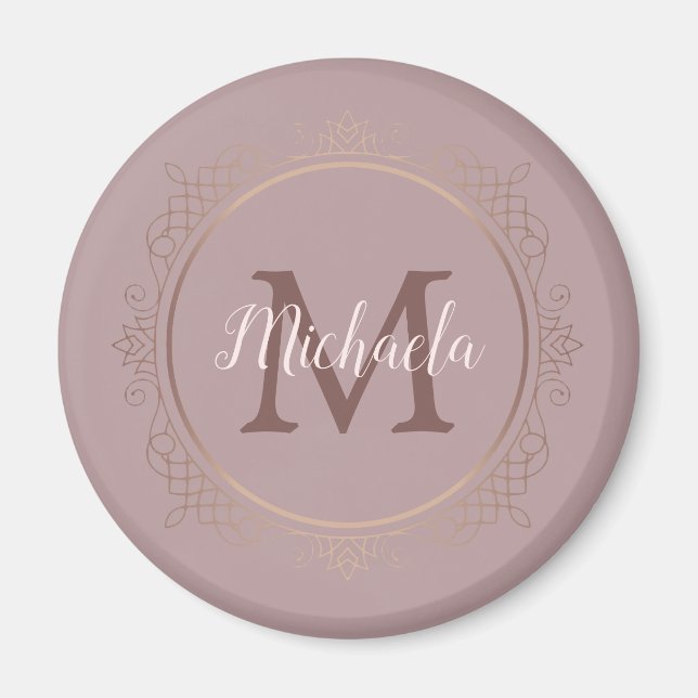 Rose Gold Elegant Modern Monogrammed Template Magnet (Front)