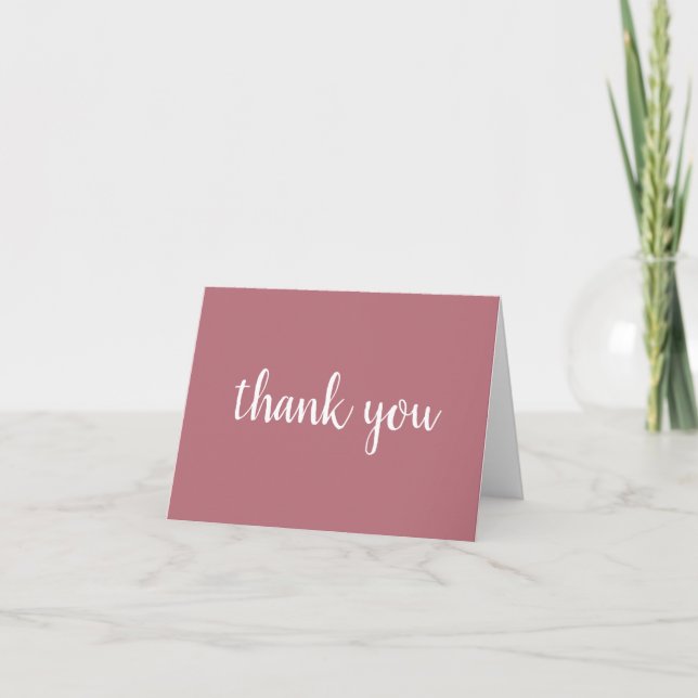 Rose Gold Elegant Modern Plain Handwriting Thank You Card (Front)