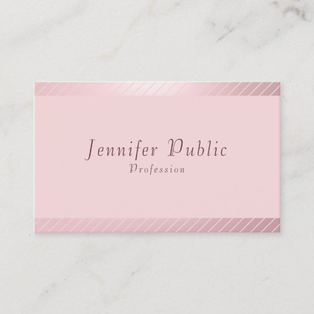 Rose Gold Elegant Modern Trendy Simple Template Business Card (Front)