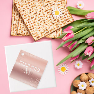 Rose Gold Elegant Monogram Gift Passover  Favour Tags