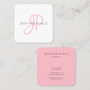 Rose Gold Elegant Monogram Modern Design Template Square Business Card