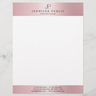 Rose Gold Elegant Monogram Modern Template Custom Letterhead