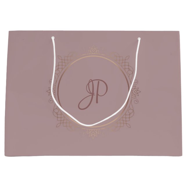 Rose Gold Elegant Monogram Template Trendy Large Gift Bag (Front)