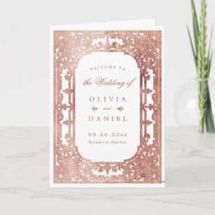 Rose gold elegant romantic ornate vintage wedding programme