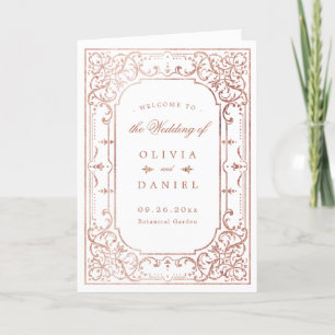 Rose gold elegant romantic ornate vintage wedding programme