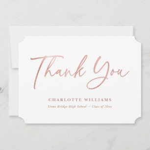 Rose Gold Elegant Script Modern Graduation Thank You Card