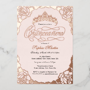 Rose Gold Elegant Script Quinceanera Birthday