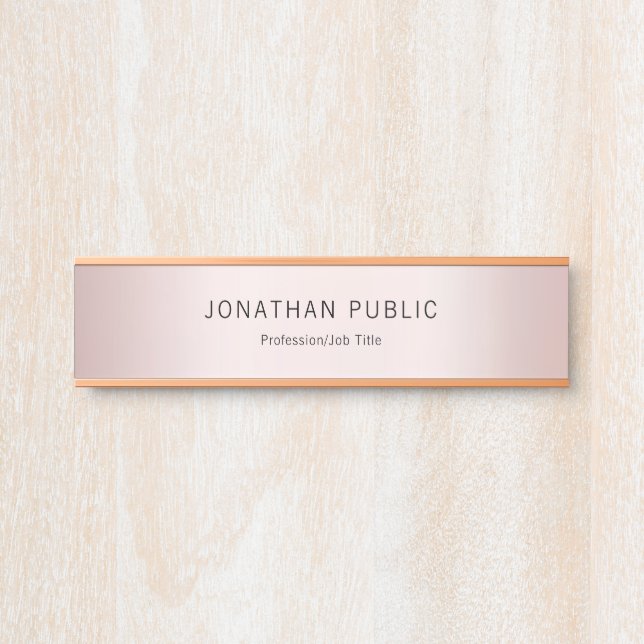 Rose Gold Elegant Template Modern Professional Door Sign (Front)