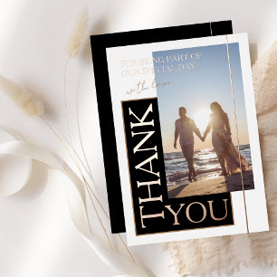 Rose Gold Elegant Vertical Photo Wedding Thank You