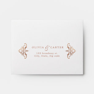 Rose gold elegant vintage wedding RSVP Envelope