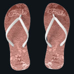 Rose Gold Elegant Wedding Bridal Jandals<br><div class="desc">Wedding bridal fashion. Rose gold pink brown floral pattern custom flip sandals for the bride. Chic,  elegant,  modern,  trendy,  classy,  stylish,  beautiful succulent metallic. Mrs. Miller and date script. To change the typography on summer beach shoes click on edit design. Image copyright Marg Seregelyi Photography.</div>