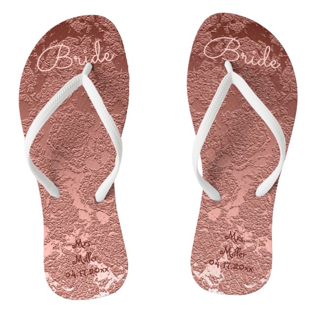 Rose Gold Elegant Wedding Bridal Jandals (Footbed)