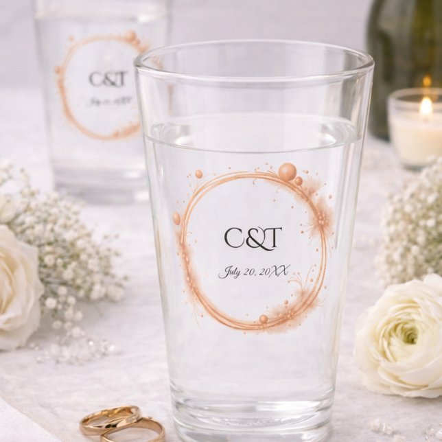 Rose Gold Elegant Wedding Couple Monogram Glass (Creator Uploaded)