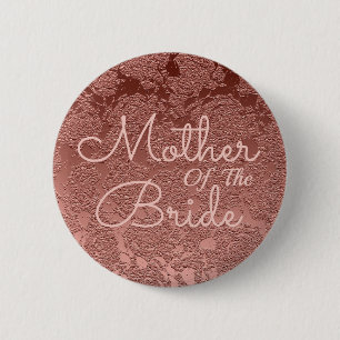 Rose Gold Elegant Wedding Mother Of The Bride 6 Cm Round Badge