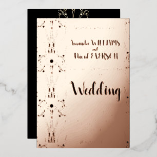Rose GOLD -Elegant Wedding, REAL  Foil Invitation