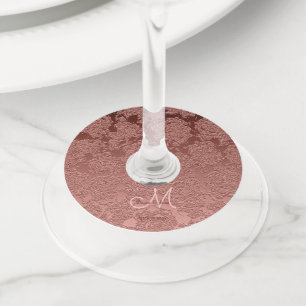 Rose Gold Elegant Wedding Reception Monogram Wine Glass Tag