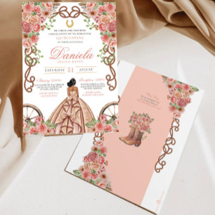 Rose Gold Elegant Western Charro Quinceanera Invitation
