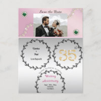 Rose Gold Emerald 35th Anniversary Save the Date