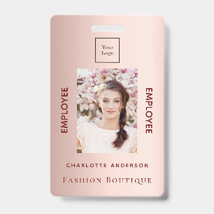 Rose gold employee photo luxurious business logo ID badge